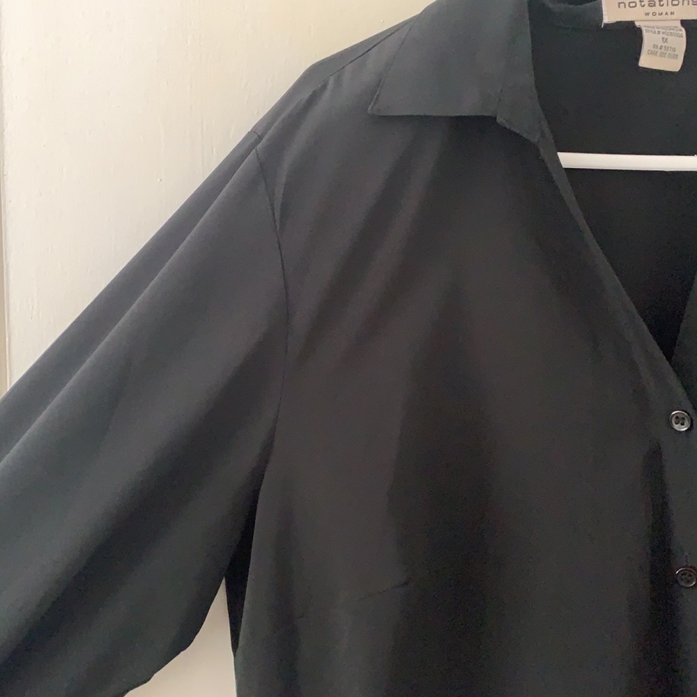 Luxe black silky button down shirt